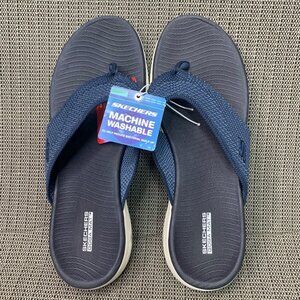 Skechers On-The-Go Womens Size 10 Navy Goga Mat Flip-Flops